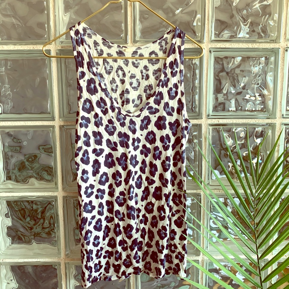 JCREW Blue Leopard Tank Top
